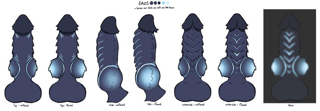 A reference (drawn by me aster/monstersandlace) of Eros Mahalat's penis. It's not to scale, and mainly used to see the specific details.